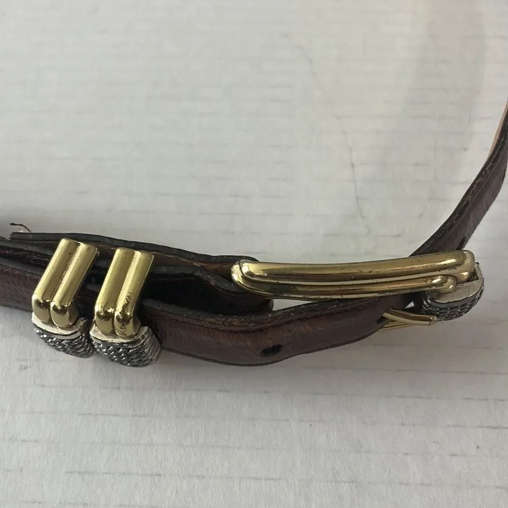 Brighton belt size M/L 32 brown with metal accents